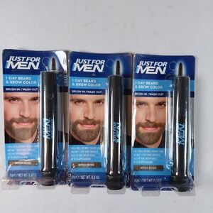 3 Packs Just For Men 1 Day Beard & Brow Color Medium  Brown Wash In Wash Out NEW
